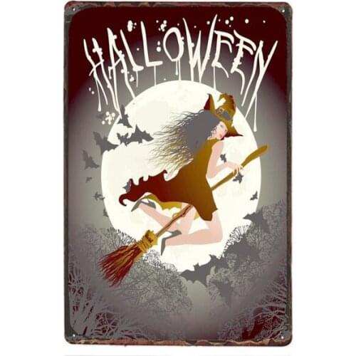 Retro Metal Tin Sign Vintage Happy Halloween Home Coffee Wall Decor1