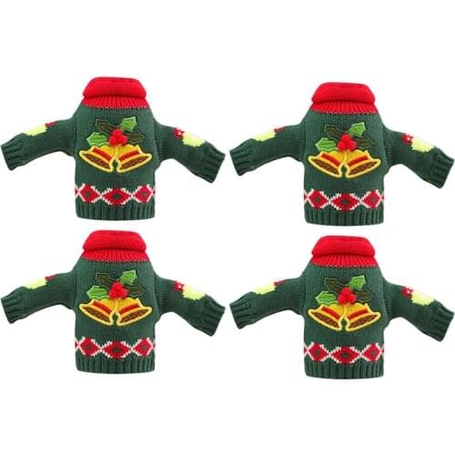 Christmas Wine Bottle Cover, Reusable Wine Bottle Clothes Sweater for Holiday Party Xmas Home Decoration