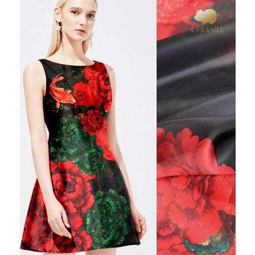 Digital printing silk organza satin fabric 19mm perspective smooth shirt dress silk fabric crisp fashion natural silk fabric