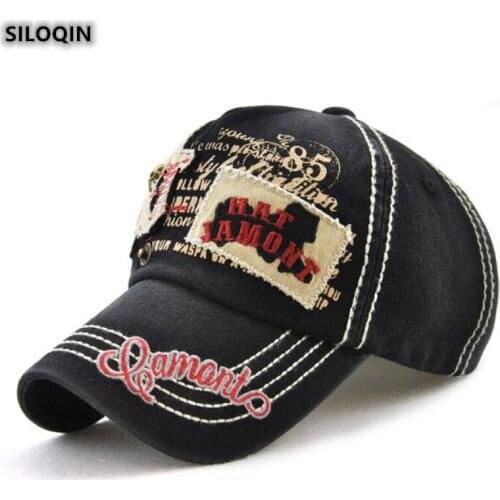 SILOQIN New 100% Cotton Trend Baseball Cap For Men Fashion Snapback Adjustable Size Personality Vintage Patch Tongue Caps Autumn