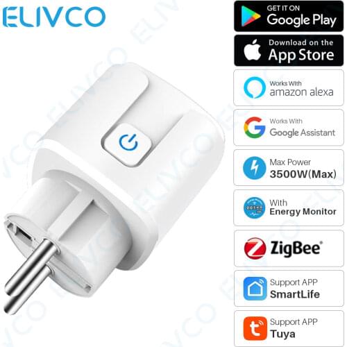 ZigBee Tuya Smart Plug 16A EU Socket Power Monitor Timer Smartlife APP Smart Home Voice Control Works With Google Home Alexa