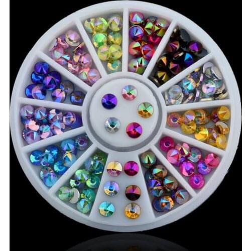 Mixed Color Chameleon Rhinestone DIY Glitter Acrylic AB Rhinestones Nail Wheel Charm 3D Nail Art Decorations Manicure Nails Tool