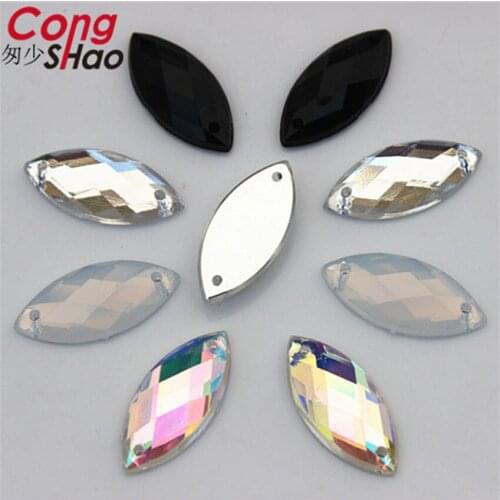 Cong Shao 200pcs 9*20mm Acrylic Rhinestones Sewing Stones Crystals Gems For Clothes Decoration Craft Sew On 2 Hole YB41