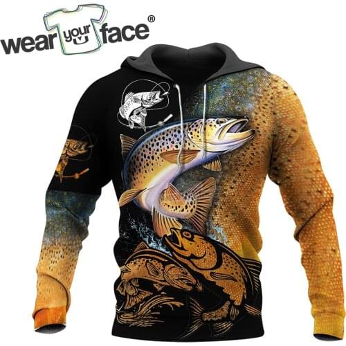 Fishing Love Brown Trout 3D All Over Printed Sweatshirts Hoodies T-shirts Tracksuits Shorts Streetwear Men Unisex Sets