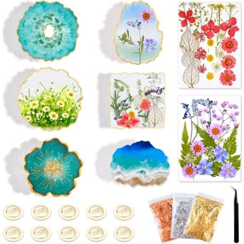 TC157 DIY Coaster Resin Casting Molds Set For Epoxy Tray Cake Fruit Holder Craft Jewelry Making Kit Moule Resine Epoxi Molde