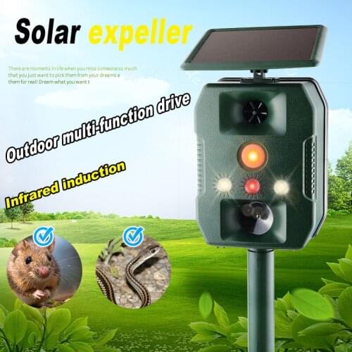 Outdoor Garden Solar Ultrasonic Animal Repeller Motion Sensor Waterproof Scare Dog Raccoon Rabbit Waterproof Animal Dispeller