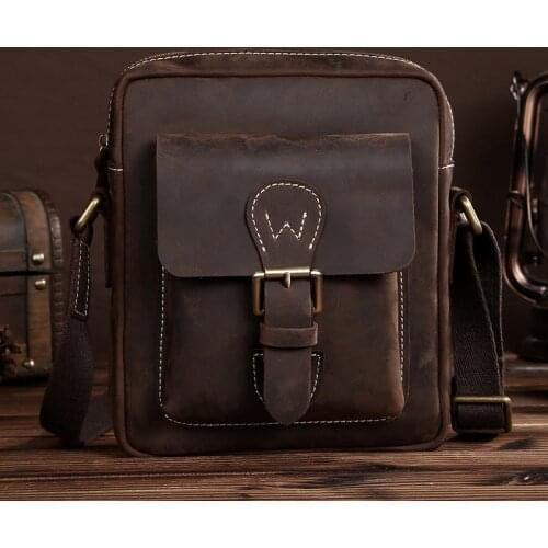 Vintage Retro Genuine Leather men messenger bag Real Leather shoulder bag Men crossbody Bag male Leisure bag Casual Brown 2016
