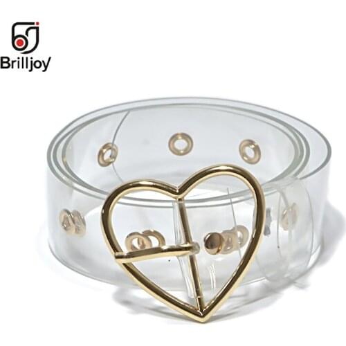 Brilljoy Womens Belt Plastic Alloy Pin Heart-Shaped Buckle Transparent Belt Ladies Sweet Fashion Skirt Decoration Womens Belt