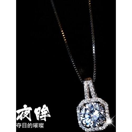 925 Sterling Silver square zircon Necklaces & Pendants For Women Fashion Lady Festival Gift Sterling-silver-jewelry