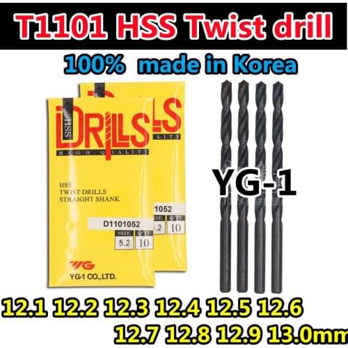 12.1 12.2 12.3 12.4 12.5 12.6 12.7 12.8 12.9 13.0mm 100% YG-1 made in Korea T1101 HSS Twist drill Processing: alloy steel, etc