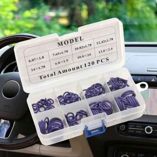120Pcs HNBR Car Van Air Conditioning Rubber Washer O Ring Seal Assortment Set car-styling for car accessories