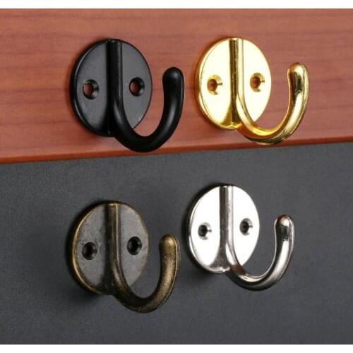 2Pcs 31*38mm Zinc Alloy Small Wall Hooks Kitchen Bathroom Door Coat Hook Hanger Towel Clothes Bag Hanger Storage Holder & Screws