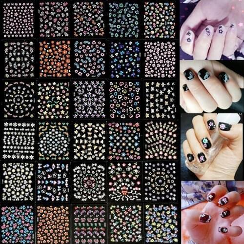 30 Sheets Nail Art 3D Stickers Flowers Design Manicure Tips Decal Decorations