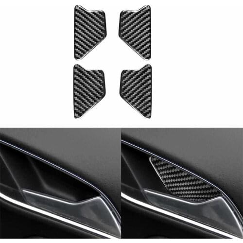 4PC Carbon Fiber Inner Door Handle Bowl Cover Trim Sticker For Audi Q3 2013-2018