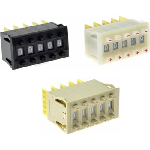 5PCS 16mm x 6mm 0-9 Digits Decimal Code Or BCD Code Binary Output Pushwheel Thumbwheel Switches With End Plate Black,Beige