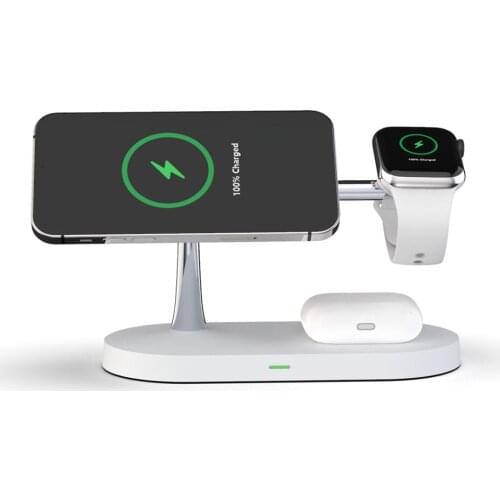 5 in 1 15W Fast charging Station QI magnet Wireless Charger for Phone 12 for watch earphone with LED light