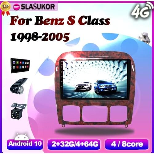 6+128G Android Navigation Car Audio Radio For Mercedes Benz S Class S280 S320 S350 S400 S430 S500 S600 S55 W220 1998-2005 AMG