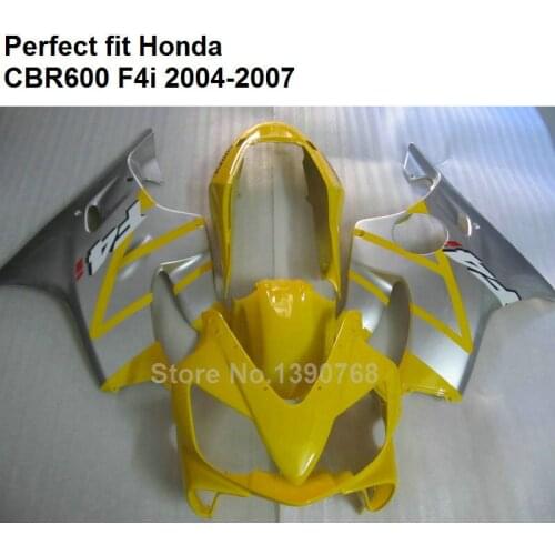 ABS plastic fairing for Honda CBR600 F4i 04 05 06 07 yellow silver fairings kit CBR600F4i 2004-2007 HZ144