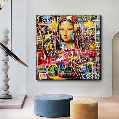 Abstract Graffiti Mona Lisa Posters and Prints Canvas Paintings Wall Art Pictures for Living Room Decor No FRAME