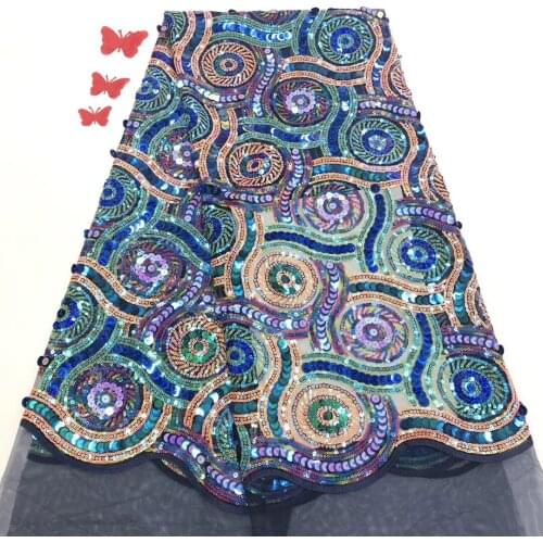 Sequin style African lace fabric 2021 high quality lace French lace fabric Nigerian tulle sewing evening dress SZ0162