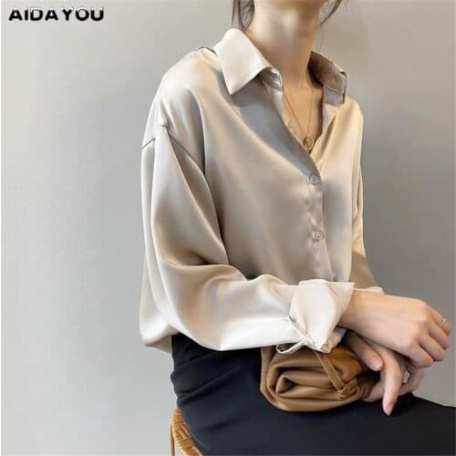 AIDAYOU Womens Satin Shirts