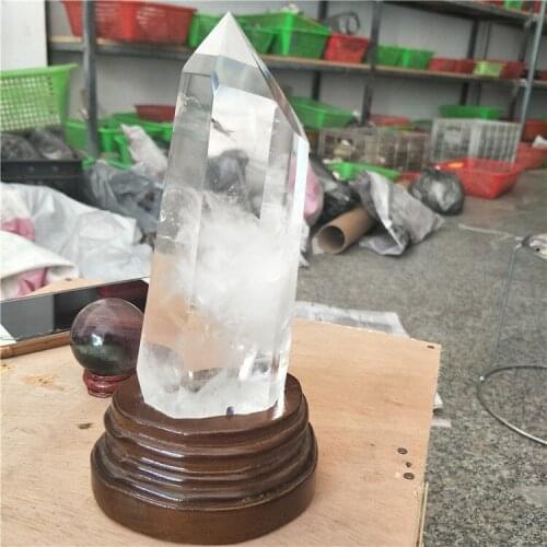 Large clear quartz crystal points tower healing crystals stand