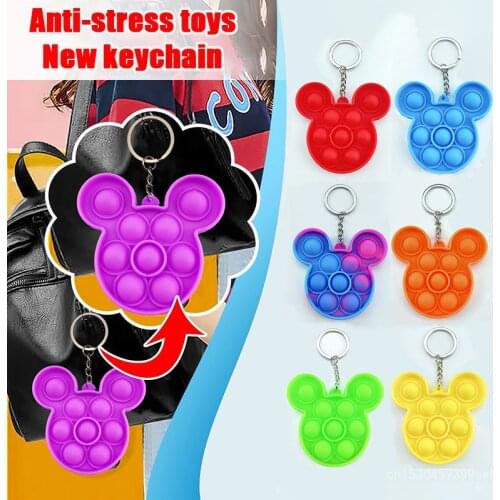 Disney Mickey Keychains Push Bubble Antistress Fidget Toys for Men Women Kids Keychain Accessories Mickey Toys for Children Gift