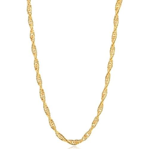 24K Solid Gold Jewelry 2.5mm Rope Chain Necklace for Woman