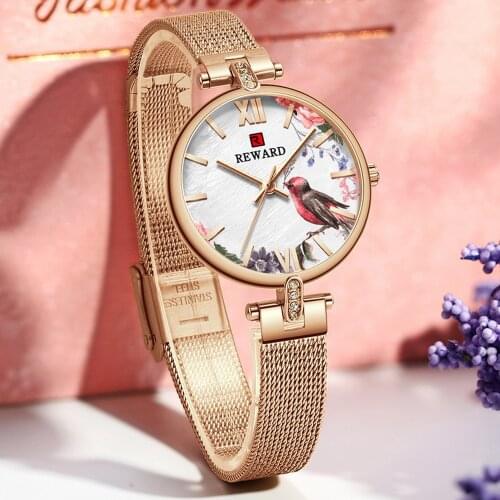 REWARD Women Watches Luxury Brand Stainless Steel Ultra-Thin Casual Wristwatch Quartz Waterproof Watch Ladies Relogio Feminino