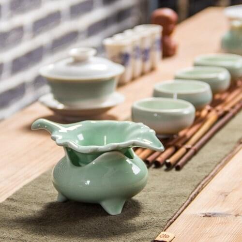 Celadon Tea Strainer Tea Infuser Teaware Filter Tea Leak Teapot Tea Leaf Spice Green Ceramic Design Tea Set Accessories Gifts