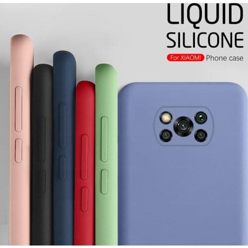 Phone Case For Poco X 3 Soft Liquid Original Silicone Back Cover For Xiaomi Mi Poco X3 NFC X 3 3X PocoX3 shockproof Coque Fundas