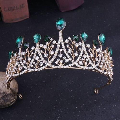 European Luxury Exquisite Elegent Tiaras Shiny Rhinestons Crown Bride Wedding Hair Acces Water-drop Crystal Headdress jewelry