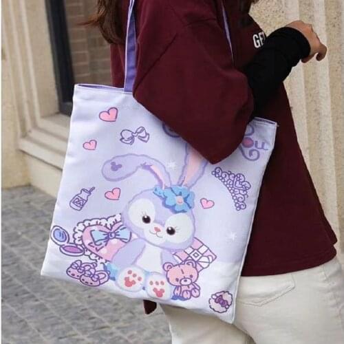 Disney 2021 new star Duffy bear Geratoni messenger bag canvas handbag shoulder female student school bag tablet computer bag