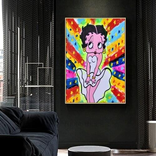 Boop Street Graffiti Art Canvas Painting Colorful Modern Posters and Prints Wall Art Picture for Living Room Bedroom Decor