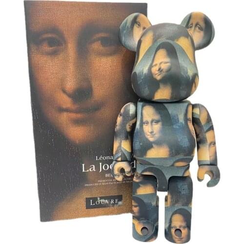Bearbrick 400% LEONARD DE VINCI Mona Lisa Bear Blocks PVC Figures Collectable Toys