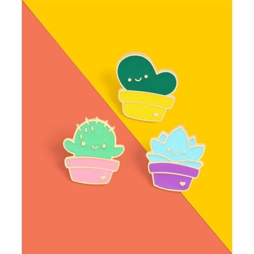 Custom Succulent baby Enamel Pins Cactus Succulent Plant Brooches Bag Lapel Pins Cartoon Cute Badge Jewelry Gifts for children