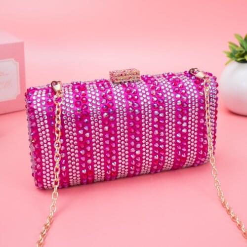 Lady Red Blue Evening Bag Diamond Purple Clutch Bag Metal Luxury Handbag Banquet Party Purse Womens Shoulder Bag Clutches Bags