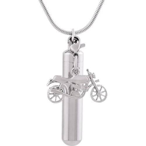 MJ9871 Never Fade Bicycle & Polished Openable Bottle for Ashes Cremation Ashes Pendant Necklace