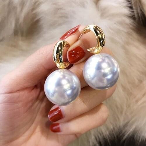 Fashion Classic Color Round Artificial Pearl Earrings Round Ball Drop Dangle Earrings for Women Jewelry