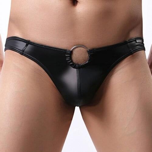 Men Sexy Leather Personal Briefs Hot Erotic Sex Bikini G-string Thong Jockstrap Tanga Underwear Porno Shorts Exotic T-back Brief