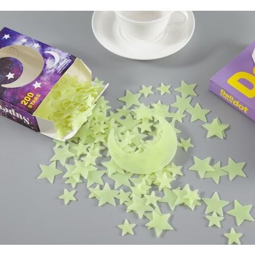225pcs/1pcs Bag 17cm Luminous Star Stickers Bedroom Sofa Fluorescent Painting Toy PVC stickers Glow in the Dark Toys for kids