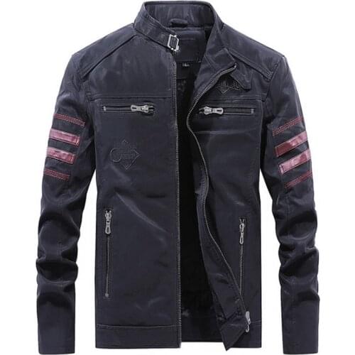 New Retro Leather Jacket Men British Style Slim Fit Motorcycle Leather Jacket Classic Black Zipper Men Leather Jackets Coats