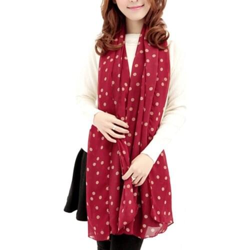 Womail Women sarft New Stylish Girl Long Soft Silk Chiffon Wrap Polka Dot Shawl Scarve Pashmina bandana 2020 f12