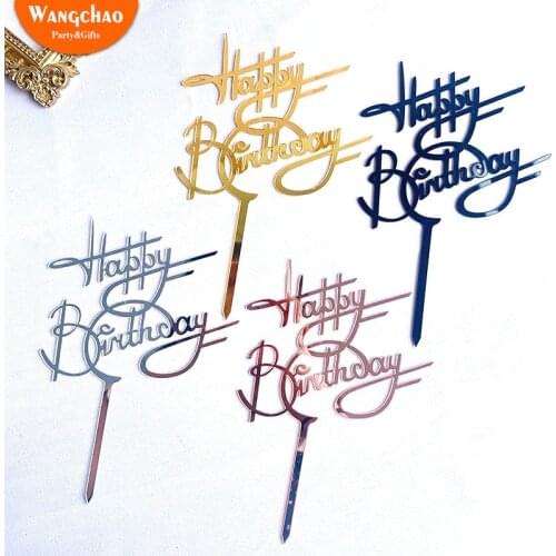 New Letter Happy Birthday Acrylic Cake Topper Cake Toppers Party Supplies Baking Cake Decorations Decorating Tools Kids Favors