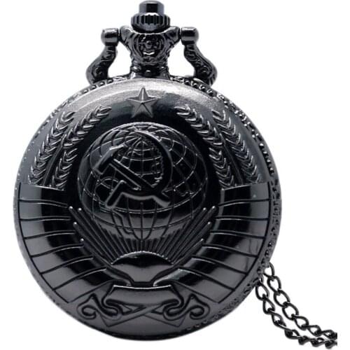 2018 New Arrival Black Star Communism Men Quartz Pocket Watch Cool Pendant Necklace Mens Gifts Fob Watches Relogio