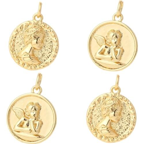 Angel Charms for Earrings Necklace Making Supplies Gold Diy Jewelry Accessories Charms Metal Copper CZ Zircon 5mm Hole