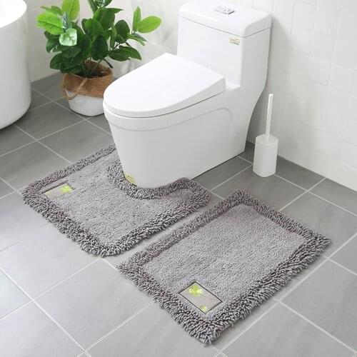Chenille Fluffy Carpet Thicken Water Absorption Non-slip Rectangle Solid Bathroom Shower Room Functional Ground Mat