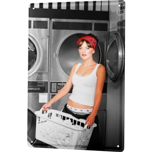 SINCE 2004 Tin Sign Jorgensen Photography Photo Images Model Laundry Basket Washing Laundry 20x30 cm Large Metal Wall Decoration