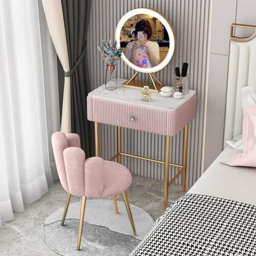Nordic 40/50cm Marble Dresser Luxury Modern Minimalist Dressing Table for Bedroom Ins Style Dressing Table with Mirror and Chair