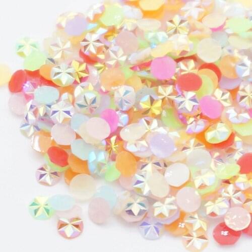 5mm 1000pcs Non Hot Fix Rhinestone Colorful Resin Stone Ice Flower Shape Non Hotfix Rhinestones for Nail Art Decoration BW200